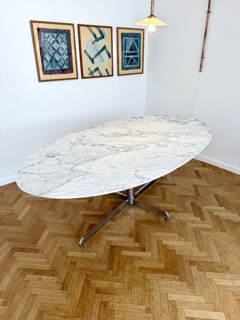 Vintage marmeren eettafel door Florence Knoll, Huis en Inrichting, Tafels | Eettafels, Ophalen, Gebruikt, 100 tot 150 cm, Vintage