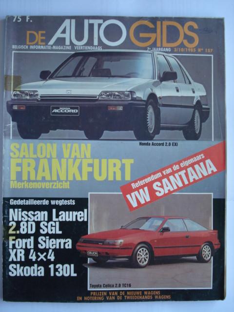 AutoGids 157 Skoda 130 L Nissan Laurel Ford Sierra XR4x4, Boeken, Auto's | Folders en Tijdschriften, Verzenden, Gelezen, Algemeen