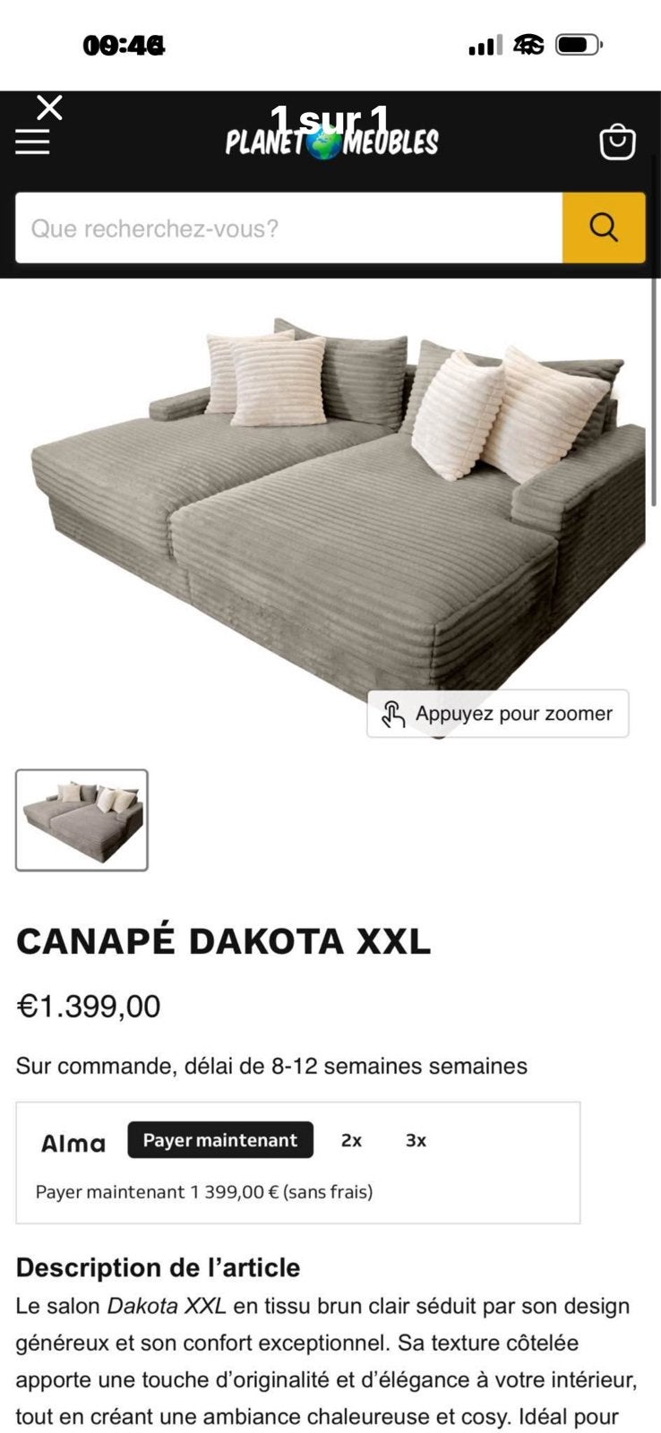 Canape Xxl, Maison & Meubles, Neuf, Autres dimensions, Queen size, Brun