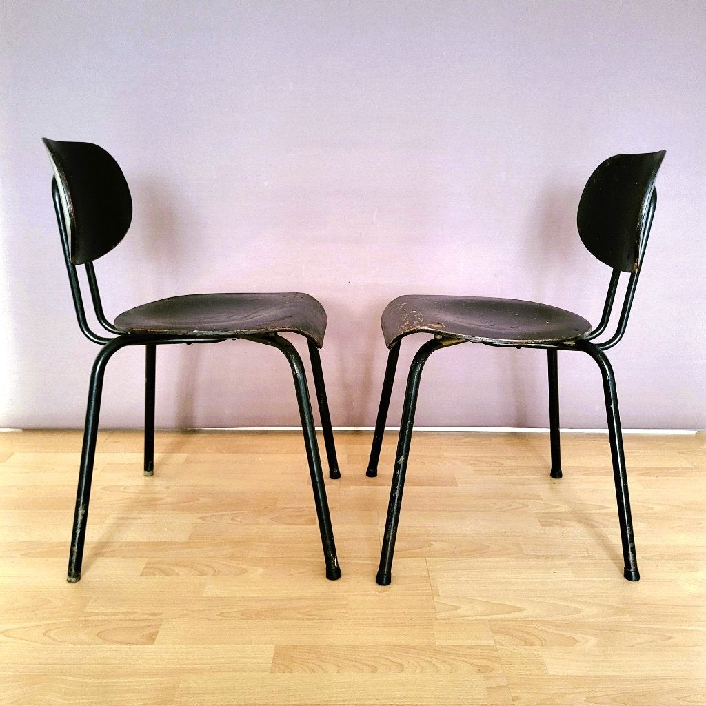 Willy Van der Meeren pour Tubax "Chaises CT 2", Maison & Meubles, Enlèvement ou Envoi, Deux, Vintage 60", Bois