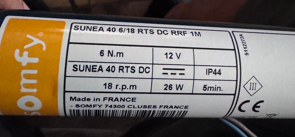 Moteur Somfy, Bricolage & Construction, Volets, Enlèvement, Neuf