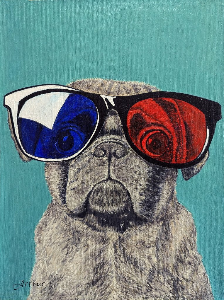 "3D-Mops"  Schilderij, Verzenden