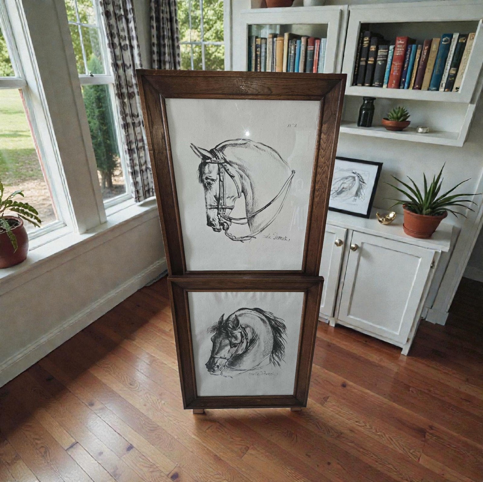 Prachtige set antieke paardenstudies in eikenhouten lijsten, Antiek en Kunst, Ophalen of Verzenden
