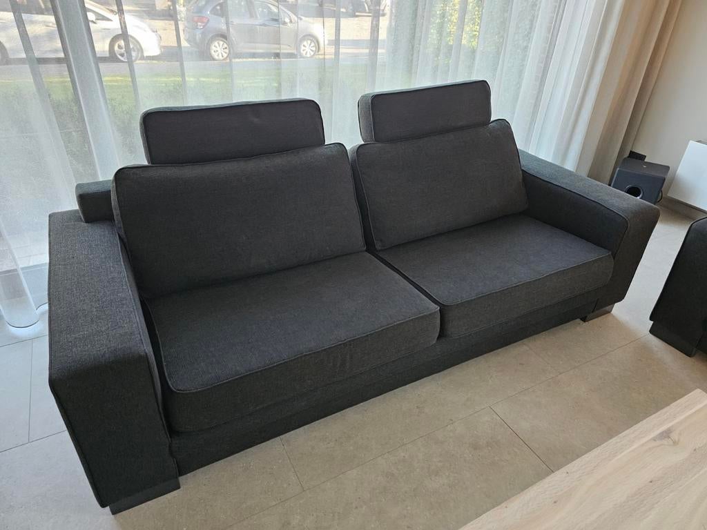 2 zwarte Montel zetels / salon, Huis en Inrichting, Ophalen, Rechte bank, Stof, Overige maten