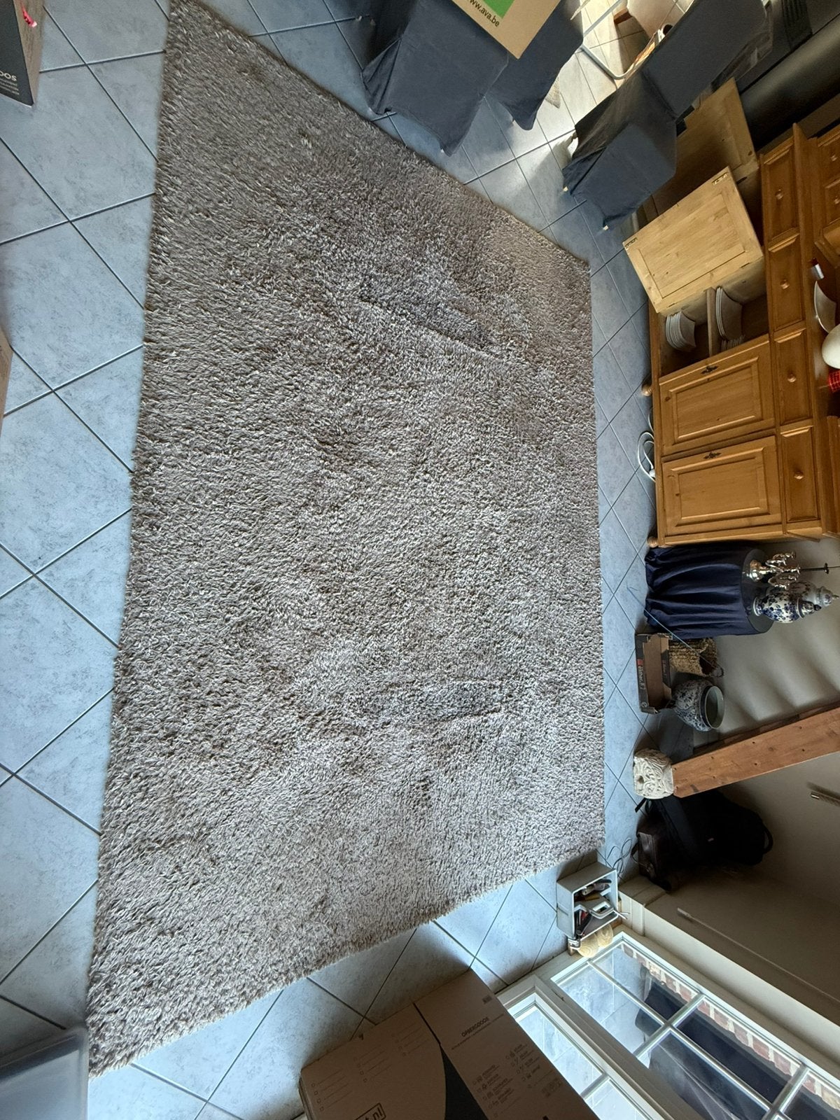 Tapis à poil long 360 cm x 245 cm couleur taupe, 200 cm ou plus, 200 cm ou plus, Enlèvement, Utilisé