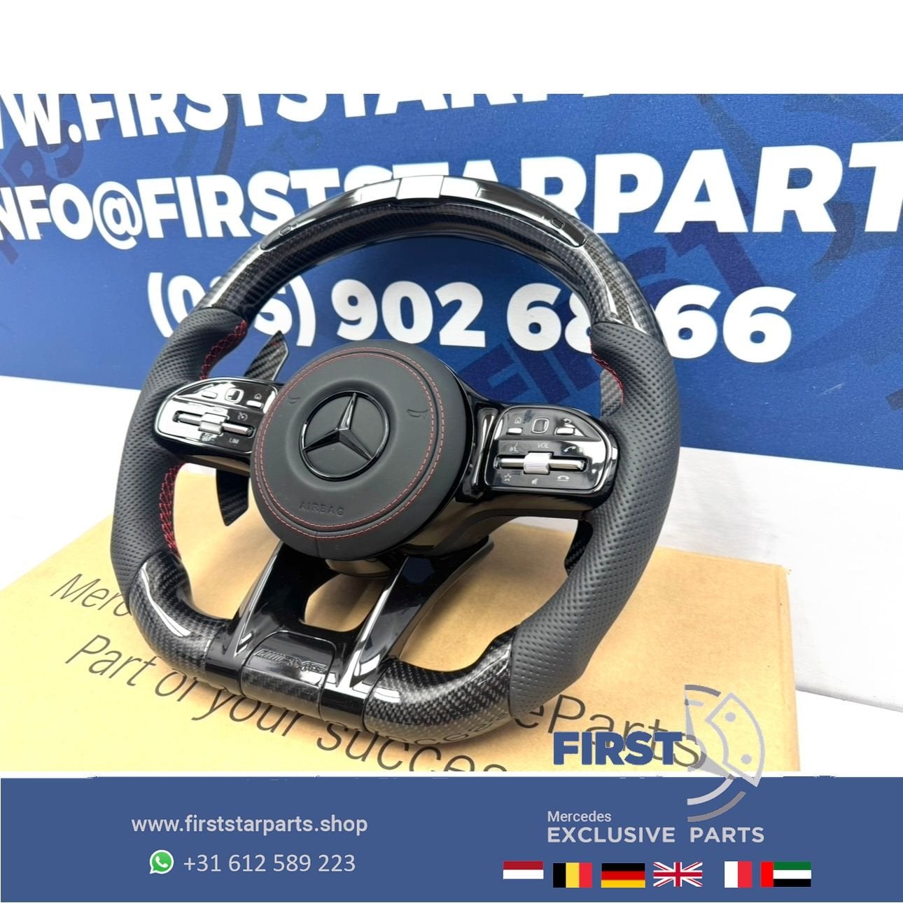 AMG CARBON STUUR + LED TOERENTAL INDICATOR A35 A45 CLA45 C63, Gebruikt, -, Ophalen of Verzenden, -