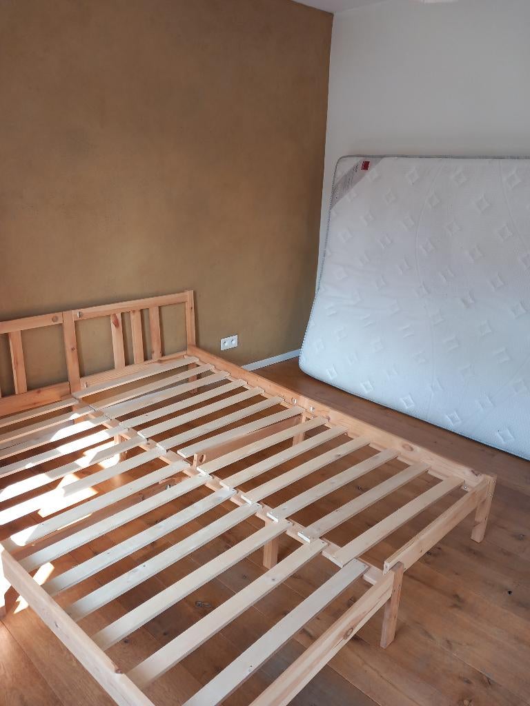 Lit double 22 x 160, Maison & Meubles, Enlèvement, Utilisé, Bois, 160 cm