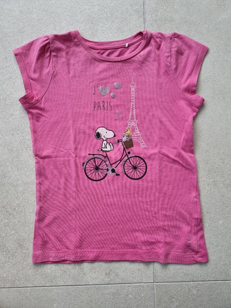 Roze T-shirt met tekening Snoopy - maat 128-134, Gebruikt, Meisje, Ophalen of Verzenden, Esprit