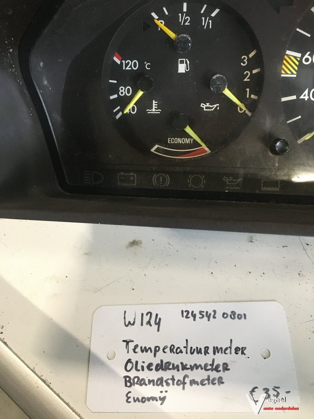 Mercedes W124 Temperatuur / oliedruk / brandstof / economyme, -, Utilisé, -, -