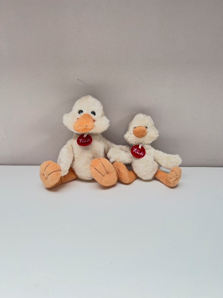 Lot de 2 peluches canards Trudi blanc crème et orange – Duo, Neuf, Orange, Enlèvement ou Envoi, Autres marques