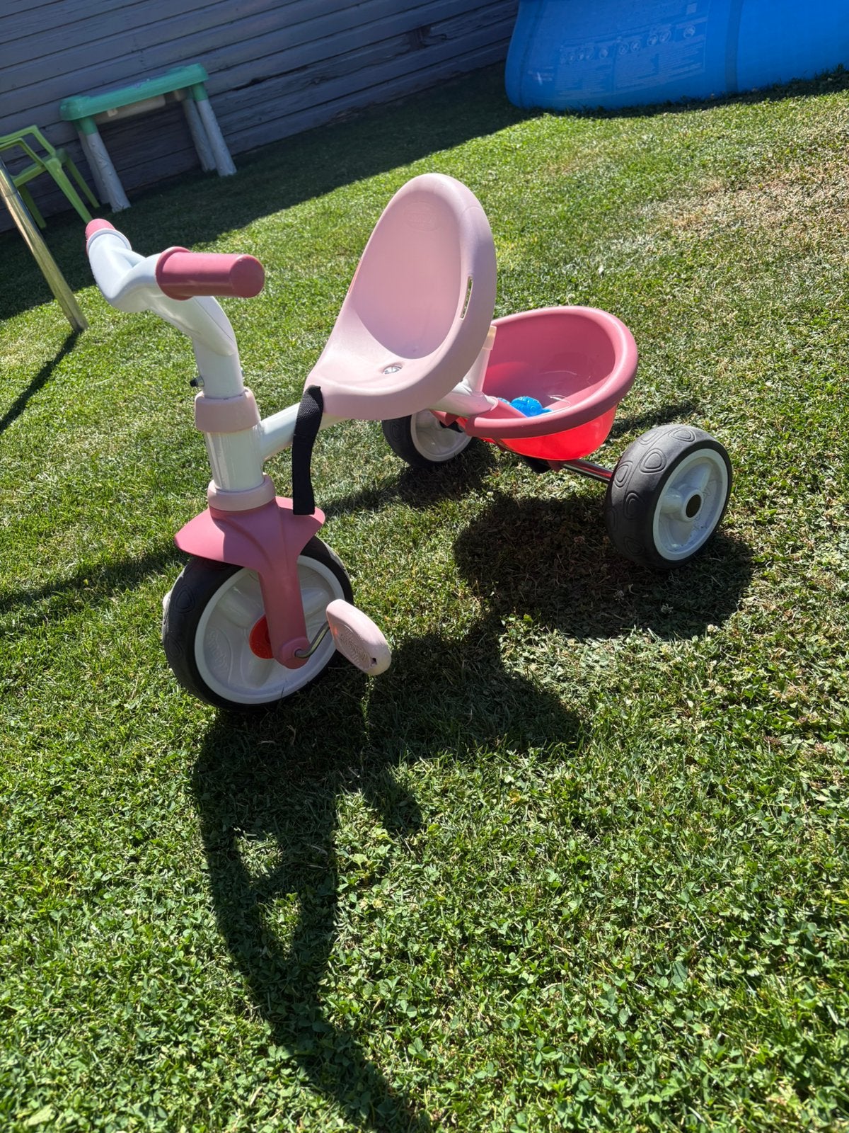 Smoby roze driewieler, Fietsen en Brommers, Ophalen, Zo goed als nieuw, Duwstang