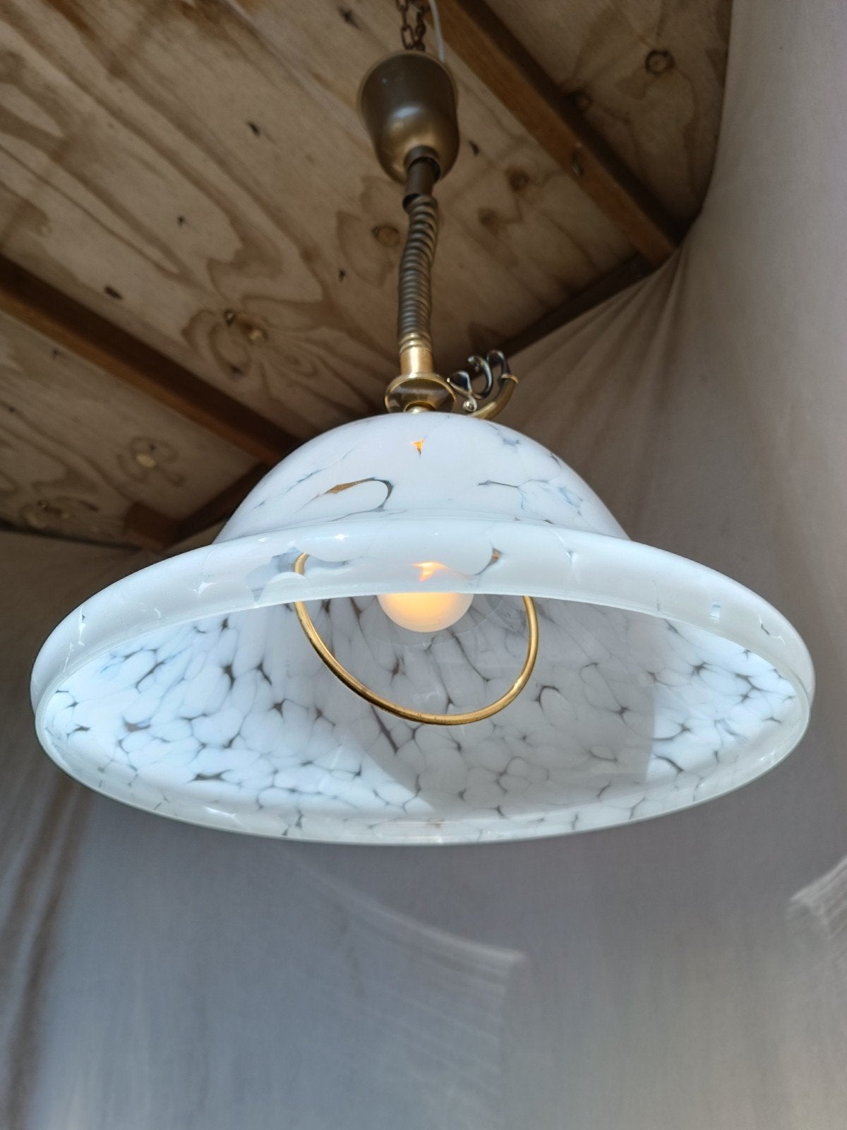 Italiaanse Murano glazen Klok kap Hanglamp, Italiaans Design, E27 (groot), Ophalen of Verzenden, Glas