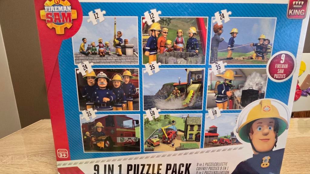 Puzzelkoffer met 9 puzzels van brandweerman Sam, Enlèvement
