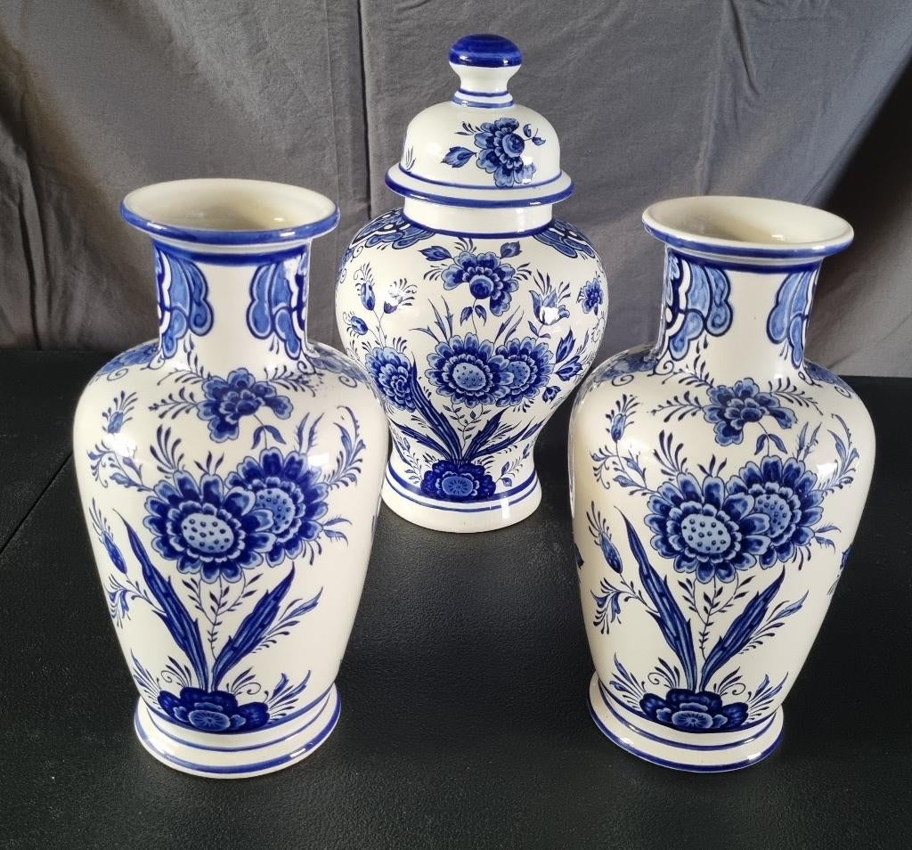 Set van 3 decoratieve Delfts blauw, Antiek en Kunst, Antiek | Keramiek en Aardewerk, Ophalen