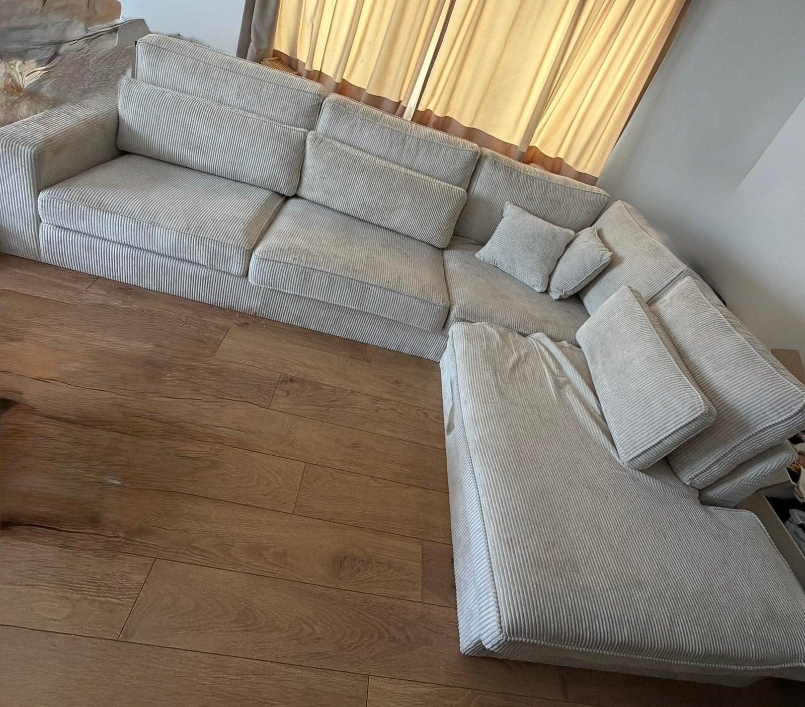 Gratis Zetel Hoekzetel ribstof beige, Ophalen, Gebruikt, Stof, Hoekzetel