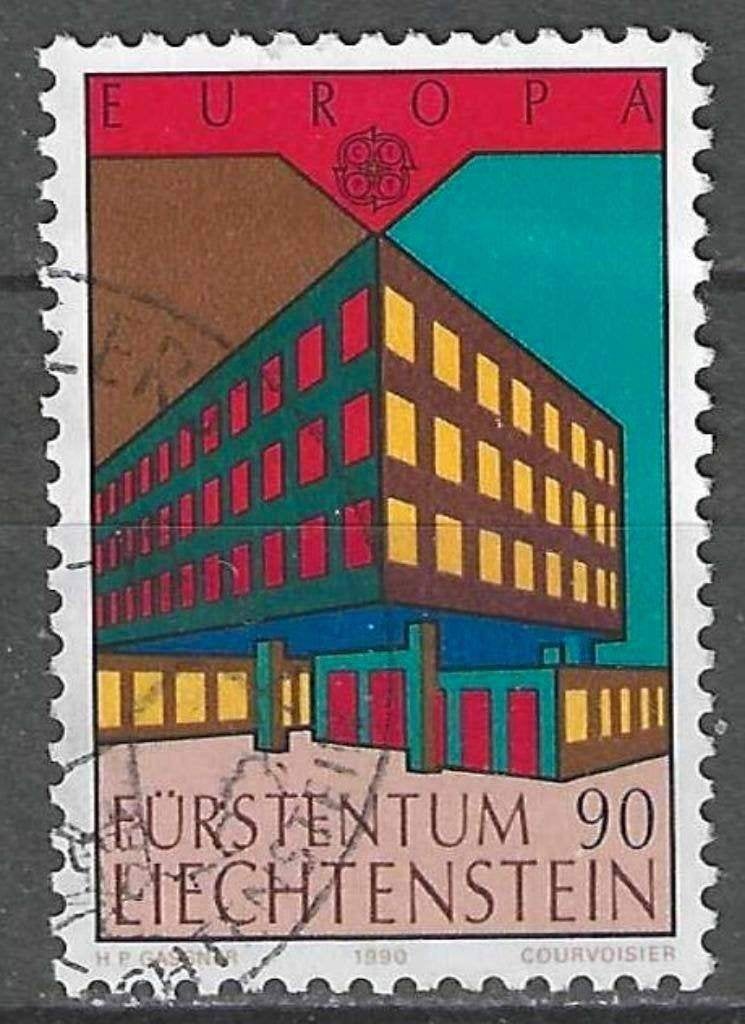 Liechtenstein 1990 - Yvert 926 - Europa - Postgebouwen (ST), Verzenden, Gestempeld
