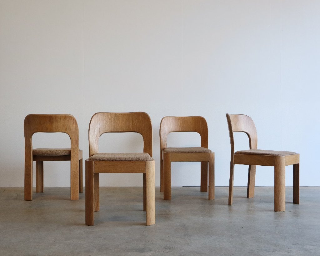 4 chaises de salle à manger en bois brutalistes, Antiquités & Art, Enlèvement