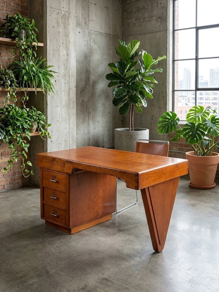 Prachtig Uniek Art Deco Bureau, Huis en Inrichting, Industrieel, Ophalen of Verzenden, Opbergruimte, Hout