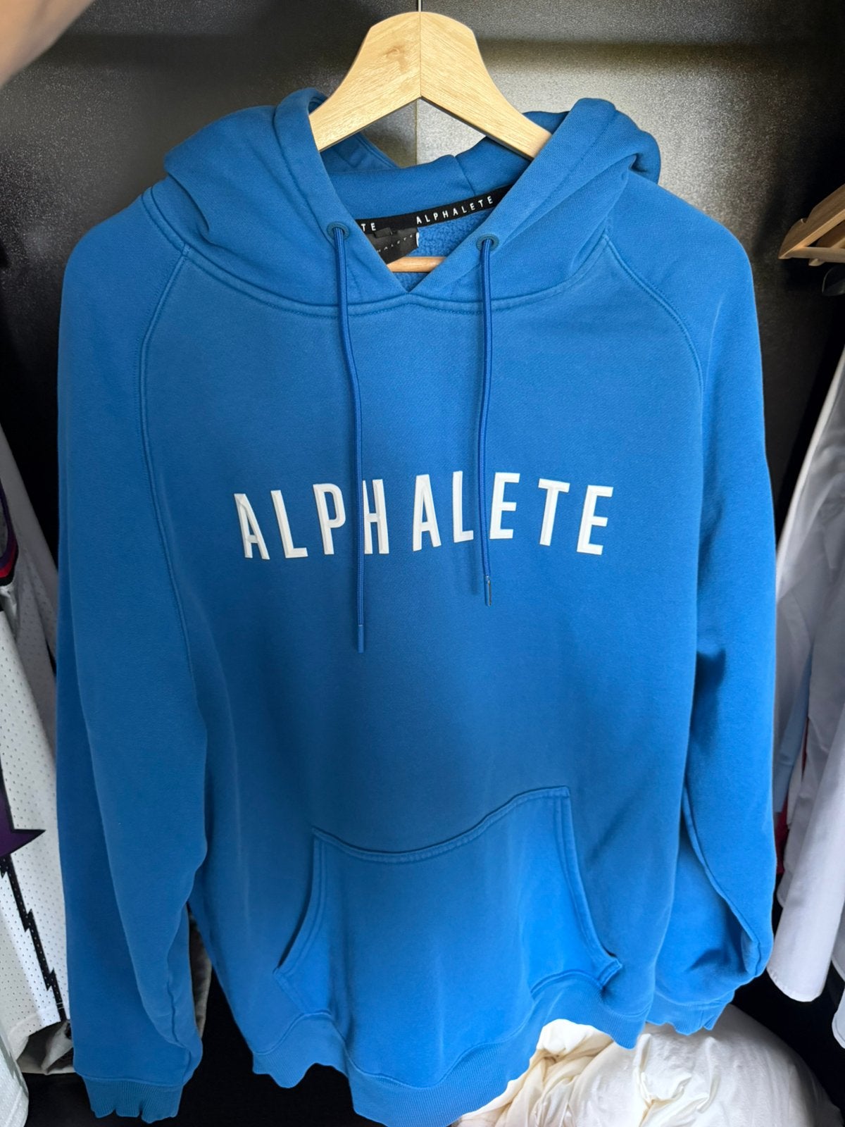 Alphalete blauwe hoodie, Verzenden, Zo goed als nieuw