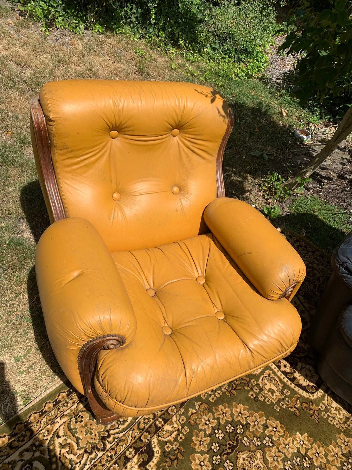 Gratis retro oranje lederen zetel - 1-zit space age, Ophalen