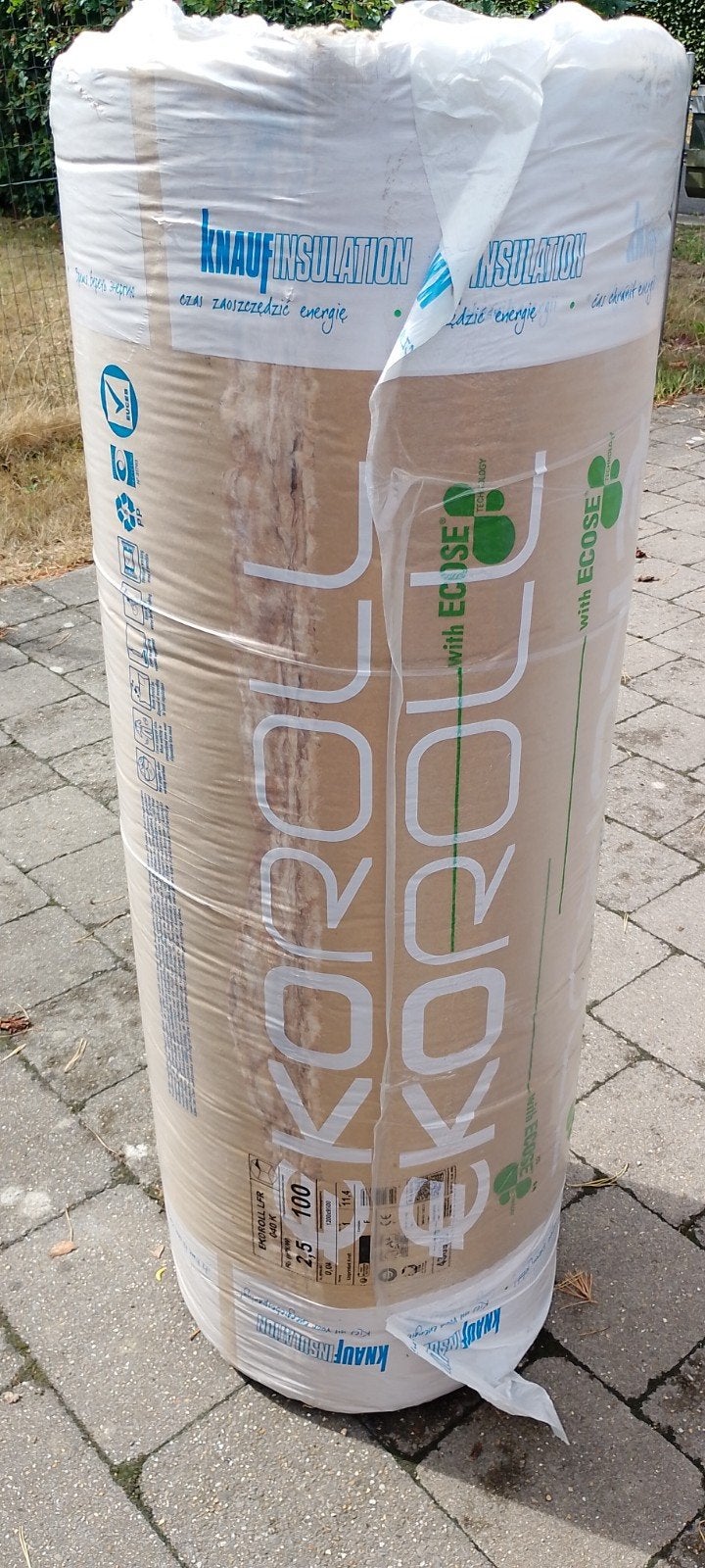 glaswol met ecose en kraft papier knauf 100mm dik, 10 tot 15 m², Nieuw, 8 tot 12 cm, Glaswol