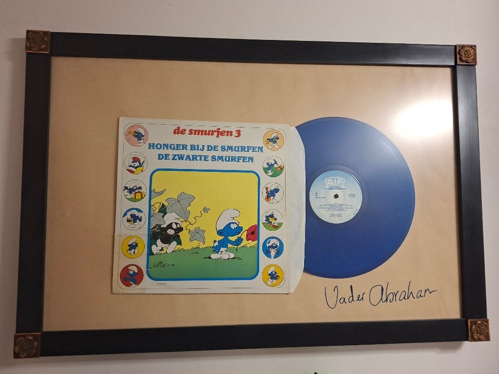 De Smurfen LP ingekaderd + gesigneerd! (jaren 80), Verzamelen, Ophalen of Verzenden, Gebruikt