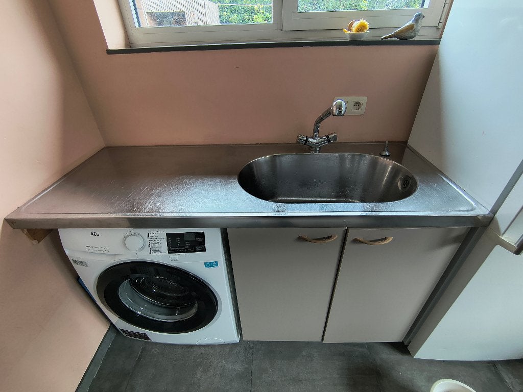 inox werkblad, Ophalen, Gebruikt, 150 tot 200 cm, Grijs