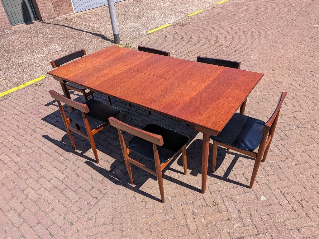 Ensemble Vintage Danish Hans Olsen Frem Røjle 6 chaises, Enlèvement, Utilisé, Deens design, Vintage, Mid century Modern, retro