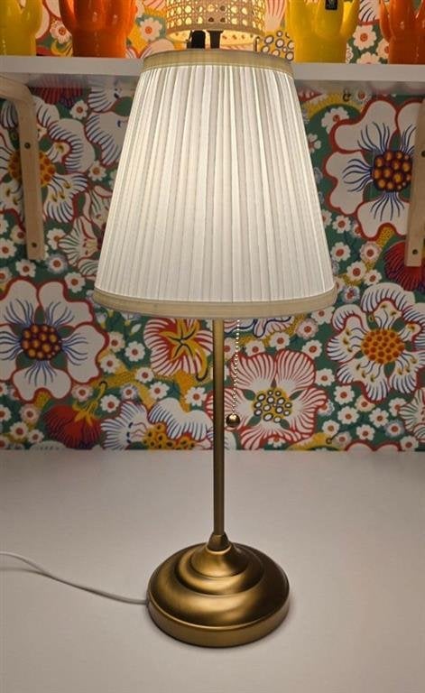 Lampe Ikea ARSTID en doré/blanc, Maison & Meubles, Enlèvement ou Envoi, Blanc, E27 (grand), IKEA