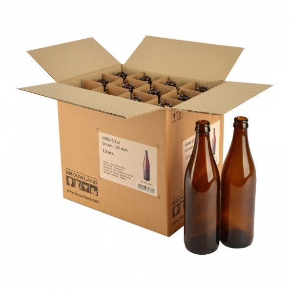 36 Bierfles NRW 50 cl, bruin, 26 mm, Ophalen, Nieuw