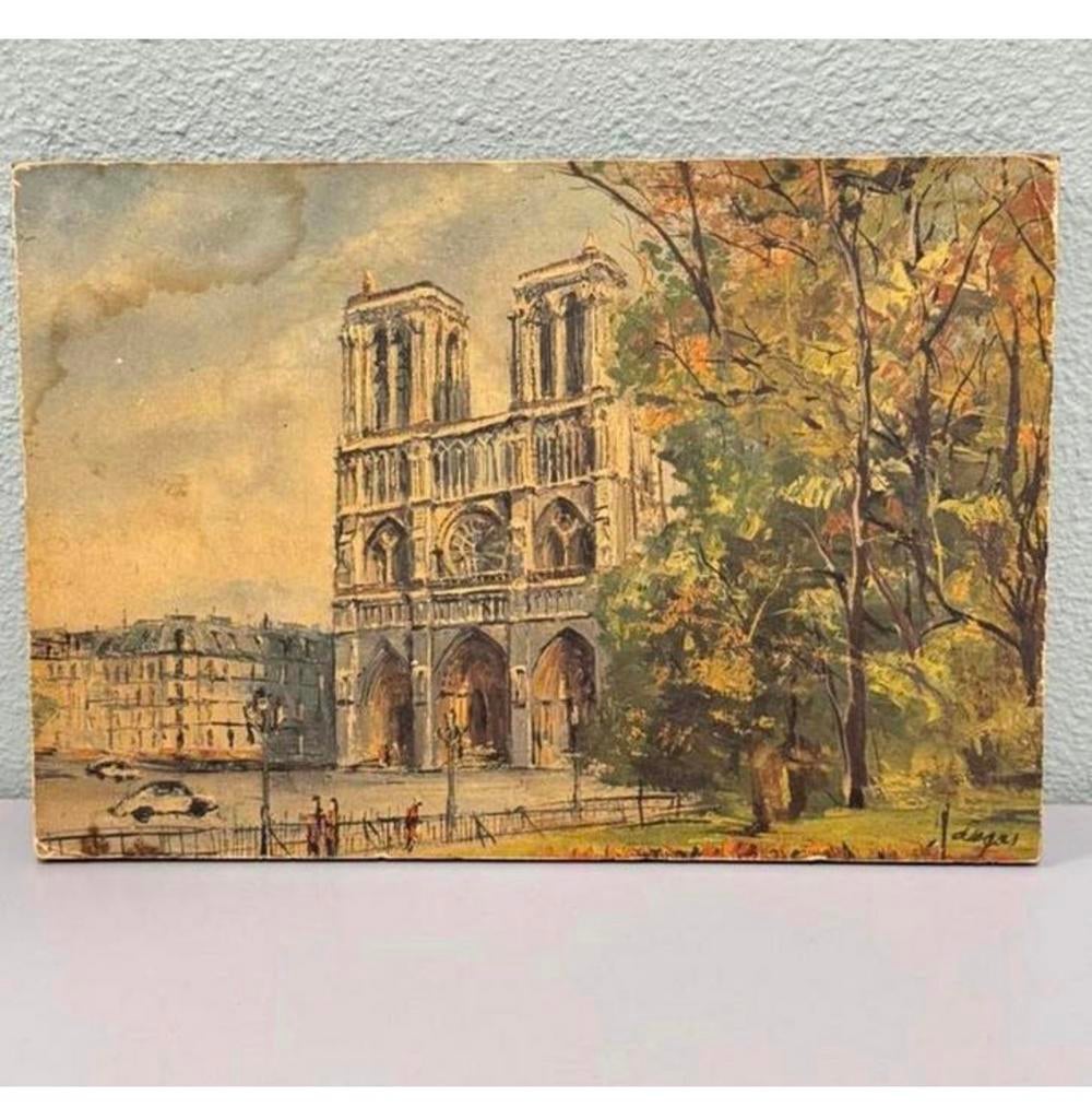 Schilderij Notre Dame Kathedraal Parijs Frankrijk op Hout vt, Ophalen of Verzenden