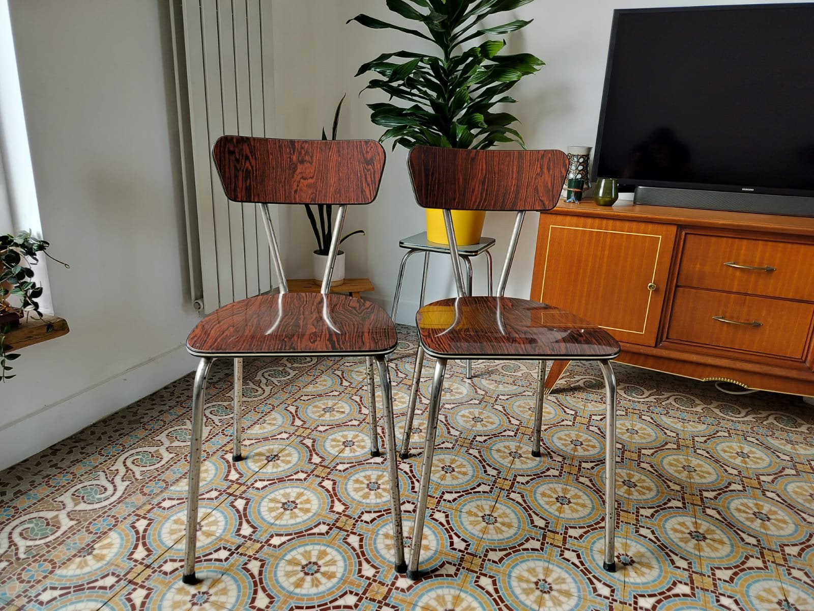 Chaises vintage en Formica (2 pièces), Enlèvement ou Envoi