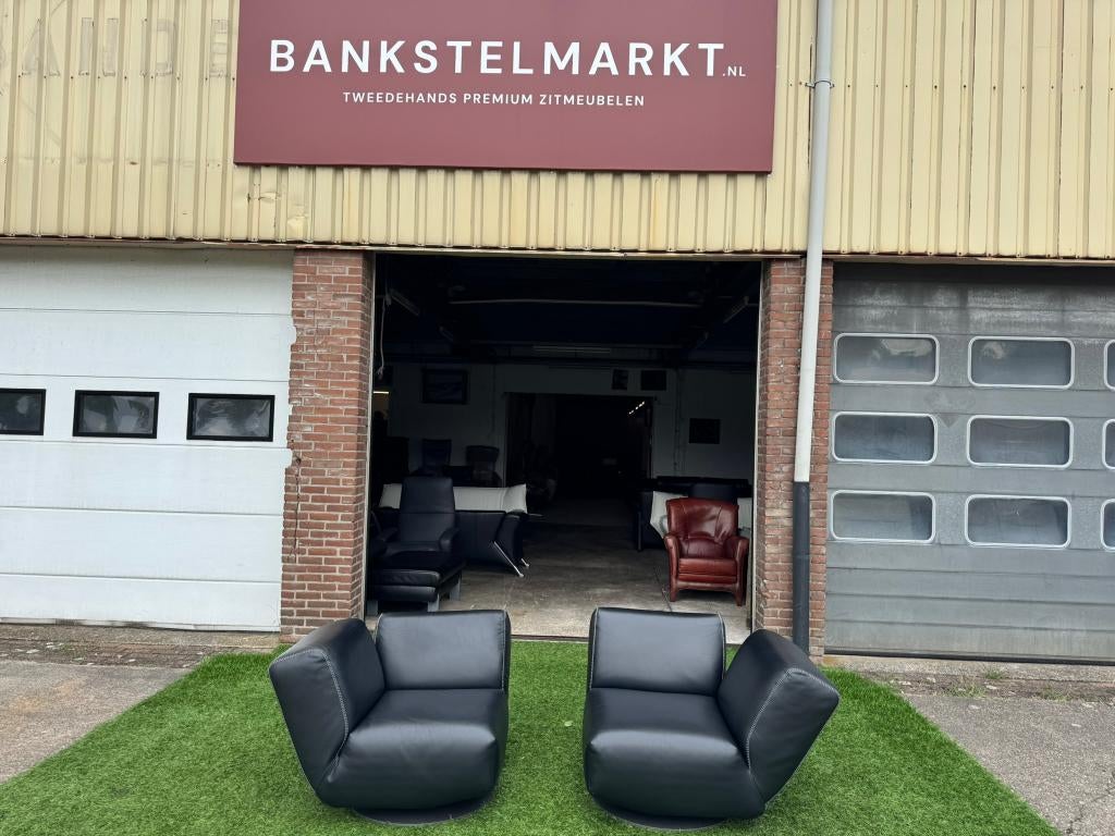 Leolux Rising Dunes fauteuils zwart design relax stoelen, Ophalen of Verzenden, Zo goed als nieuw, Leer, Design