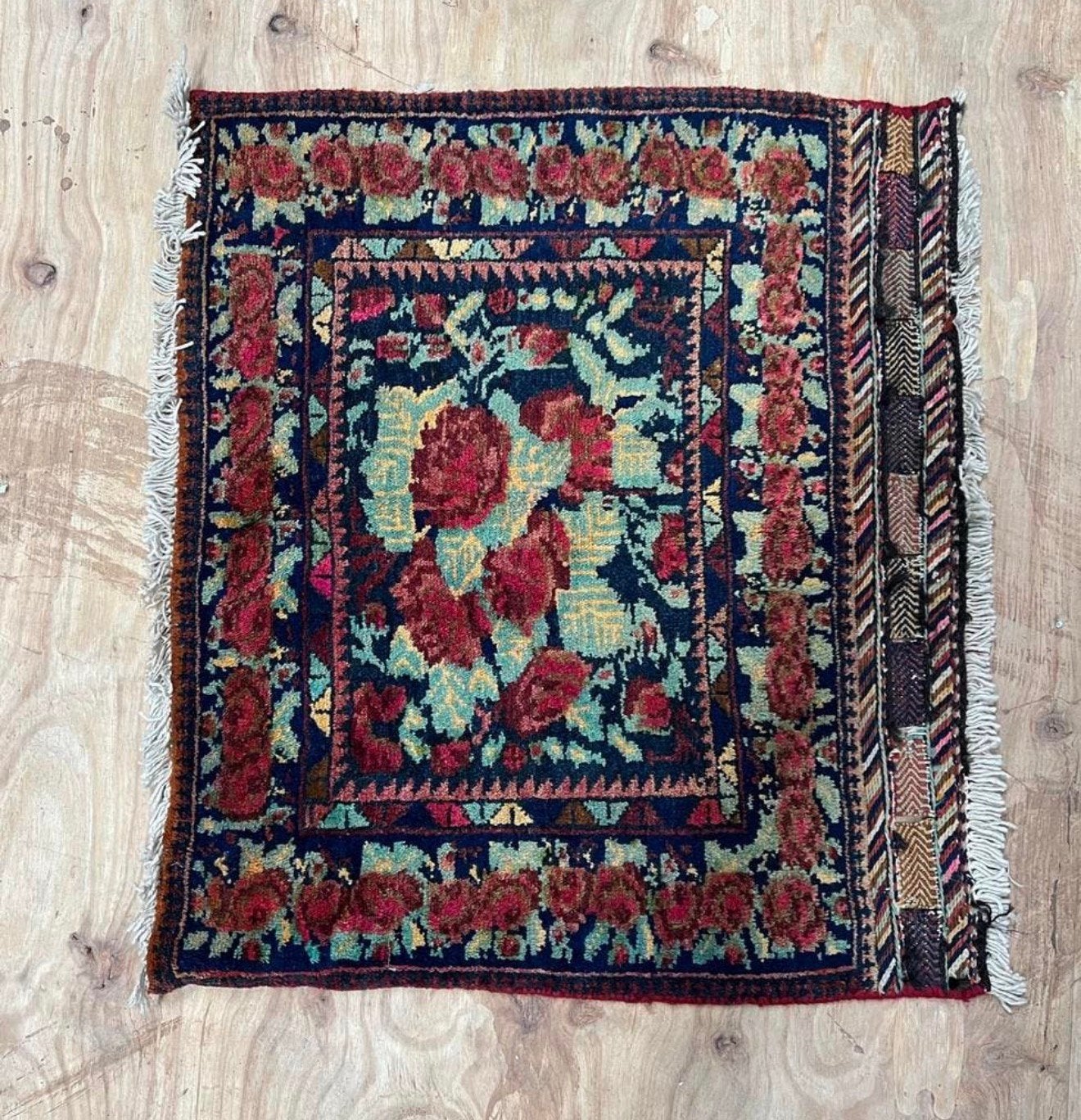 Handgemaakt antieke Oosters 1900 kleed kleedje 65x71 tapijt, Ophalen of Verzenden
