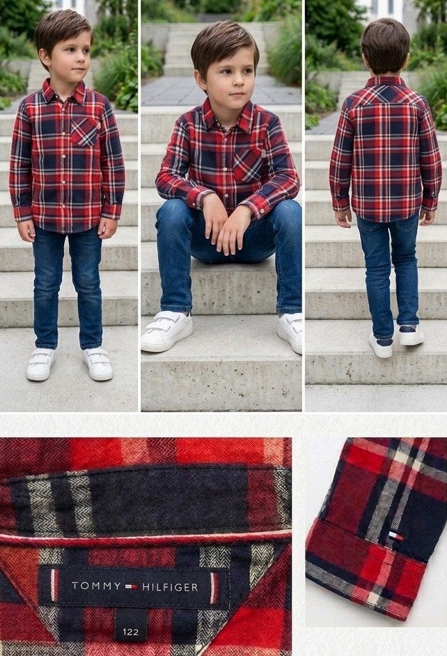 Chemise Tommy Hilfiger Enfant | Rouge Blanc Bleu 122, Enfants & Bébés, Enlèvement ou Envoi, Garçon