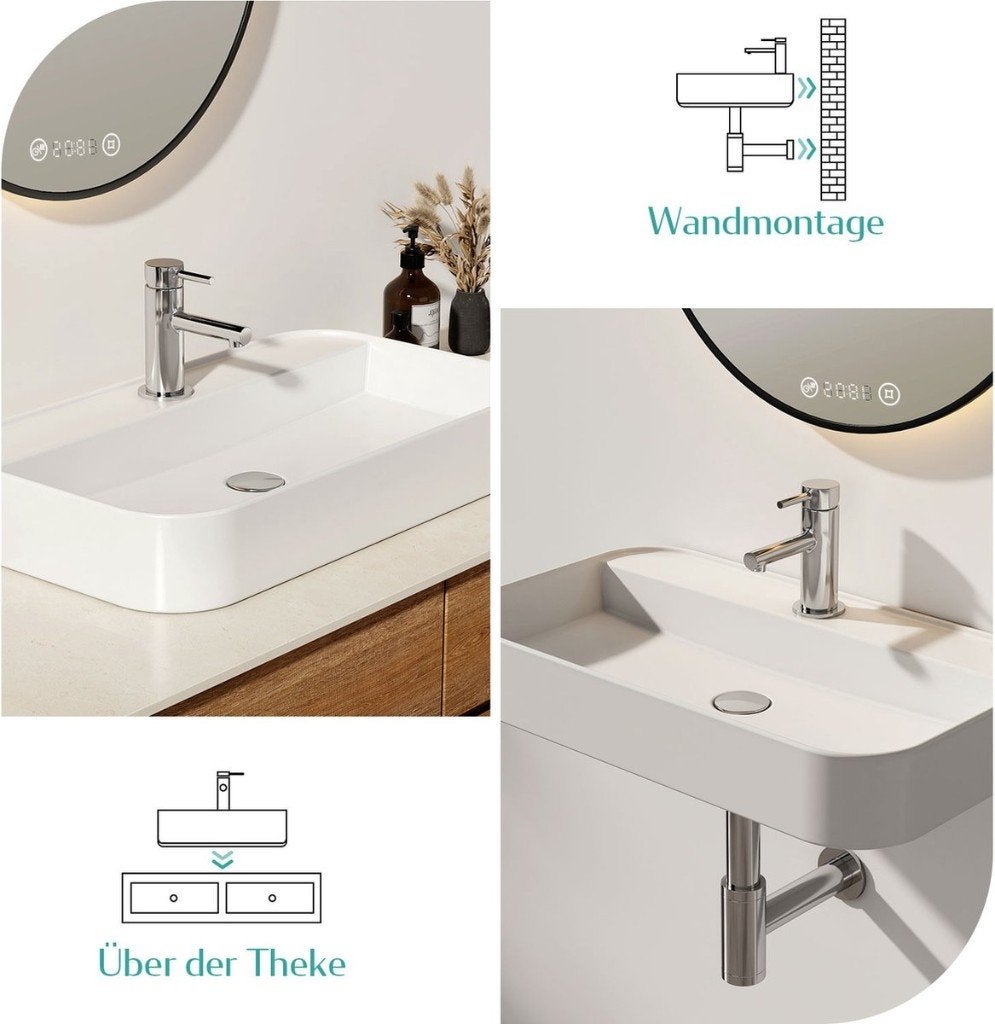EMKE Opzetwastafel - Keramiek - Glans Wit - 50x40x11 cm, Enlèvement, Neuf, Lavabo
