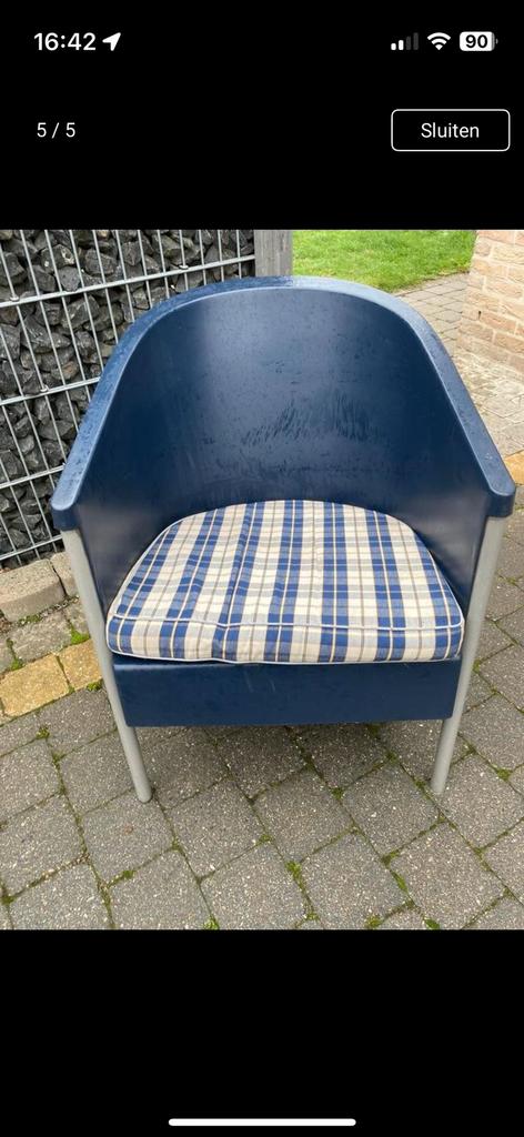 4 Blauwe curver kuipstoelen, Jardin & Terrasse, Chaises de jardin, Enlèvement, Utilisé