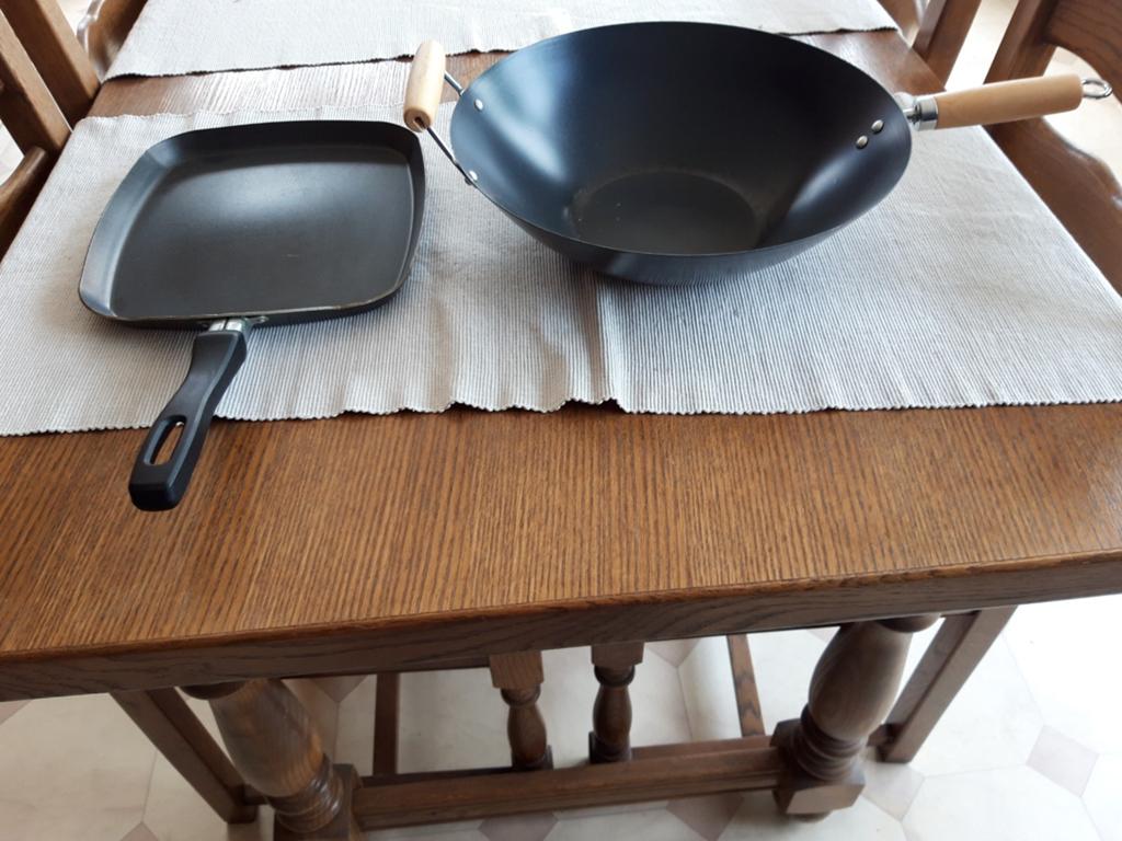 Wok et poele, Huis en Inrichting, Keuken | Potten en Pannen, Ophalen, Zo goed als nieuw, Wok