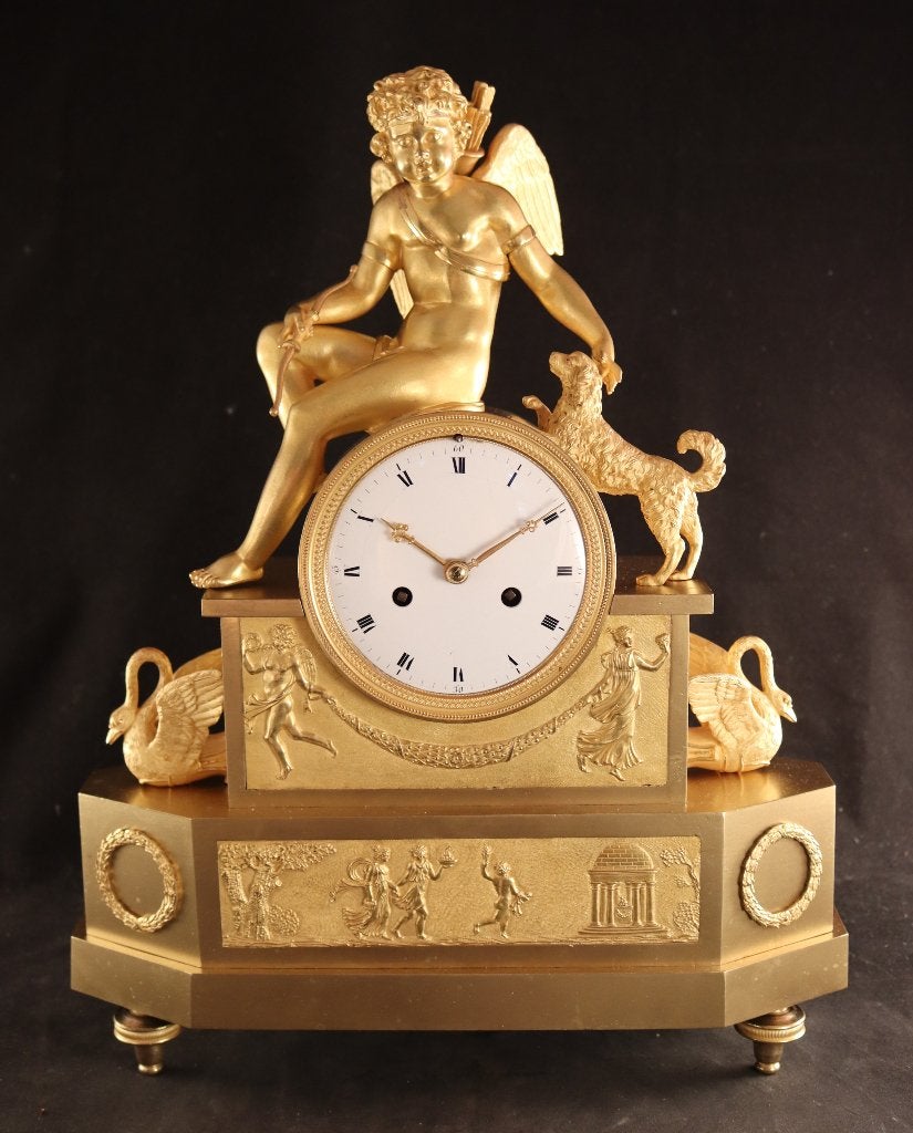 Horloge de cheminée Directoire en métal chaud, Antiquités & Art, Enlèvement ou Envoi