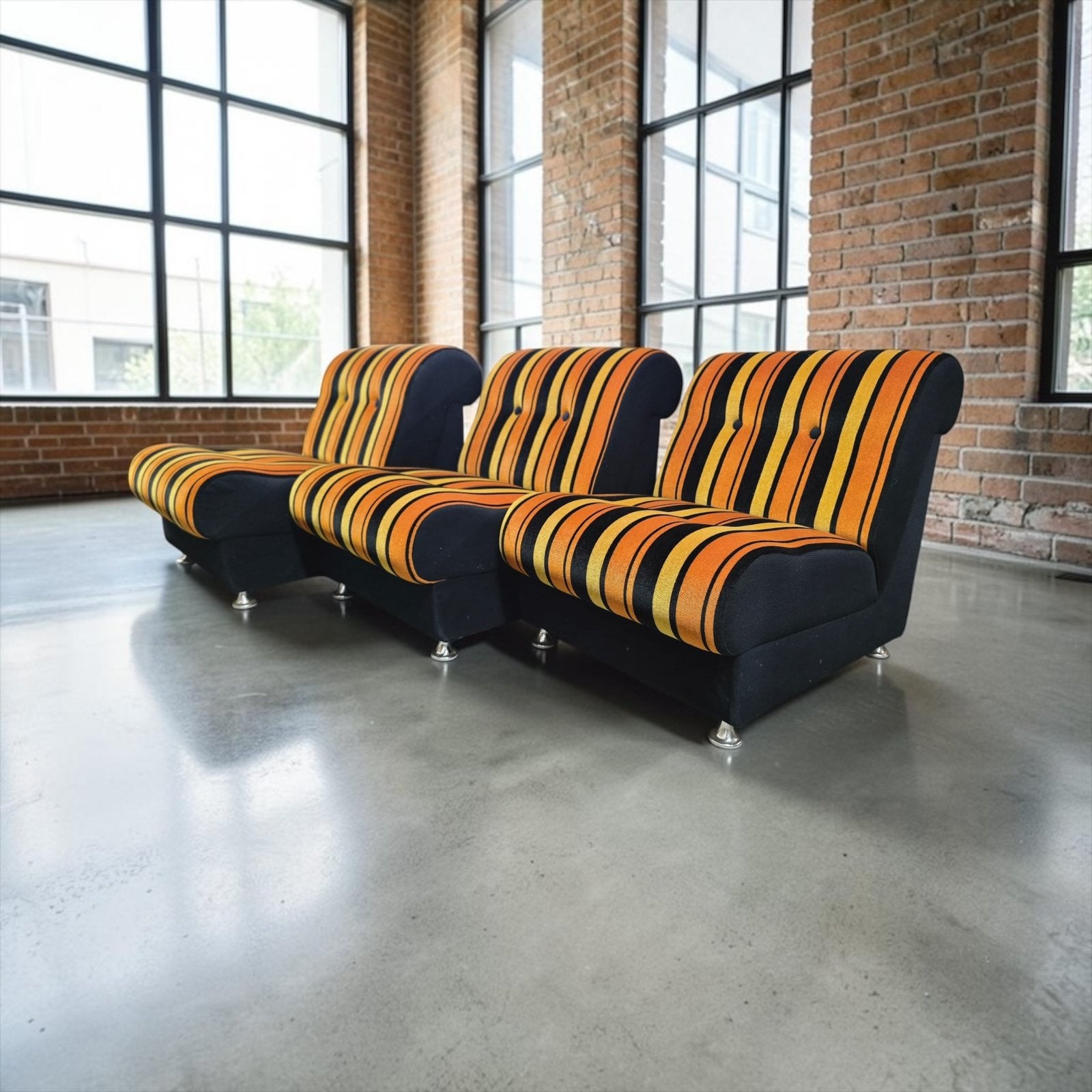 Fauteuil/siège  vintage à rayures orange de l'espace, Enlèvement