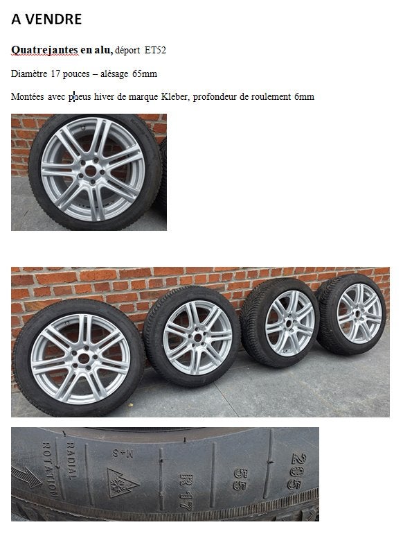 Vente de jantes en alu 17 pouces., Auto-onderdelen, Ophalen, Gebruikt, Velg(en), 17 inch