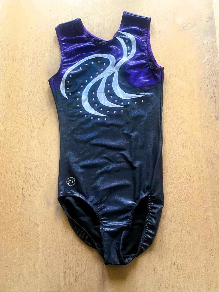 paars zwart turnpak - TT gymnastics - maat S (176), Zwart, Ophalen of Verzenden, Zo goed als nieuw, Turnpak(je)