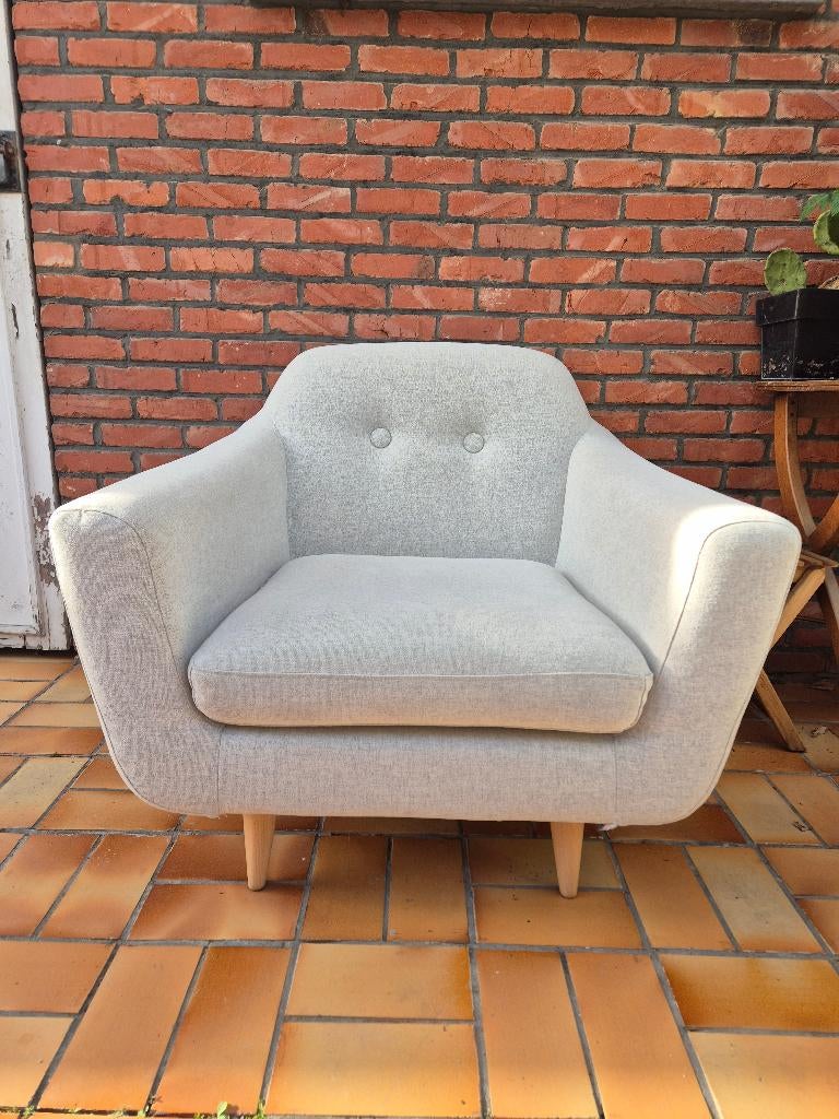 IKEA KLUBBFORS fauteuil, Huis en Inrichting, Fauteuils, Gebruikt, Hout, Stof, 75 tot 100 cm, 75 tot 100 cm, Ophalen
