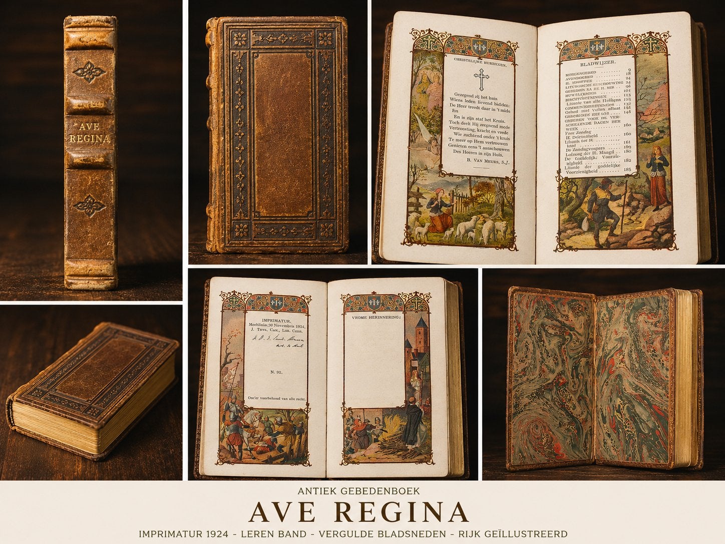 Ave Regina” –1924 – Vergulde bladsneden – Rijk geïllustreerd, Antiek en Kunst, Ophalen of Verzenden