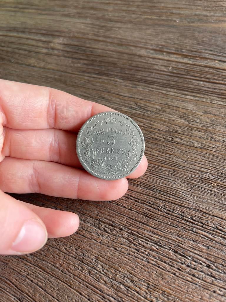 Pièce belge de 5 francs 1930 Albert Ier, Enlèvement ou Envoi, Monnaie en vrac