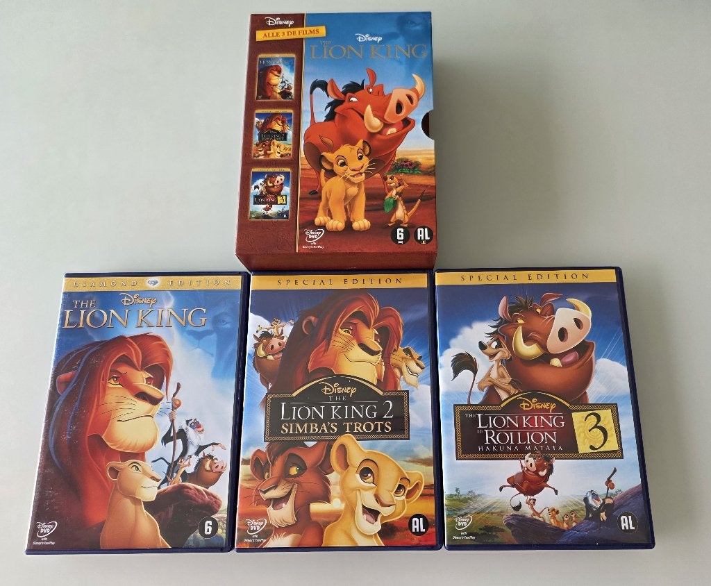 DVD box Walt Disney : Leeuwenkoning 1, 2 en 3, Ophalen of Verzenden