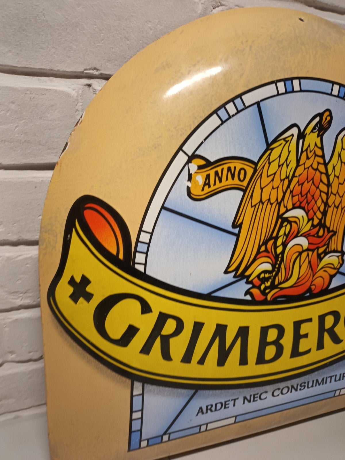Gebold emaille reclamebord Grimbergen, Panneau publicitaire, ///, Enlèvement ou Envoi, ///