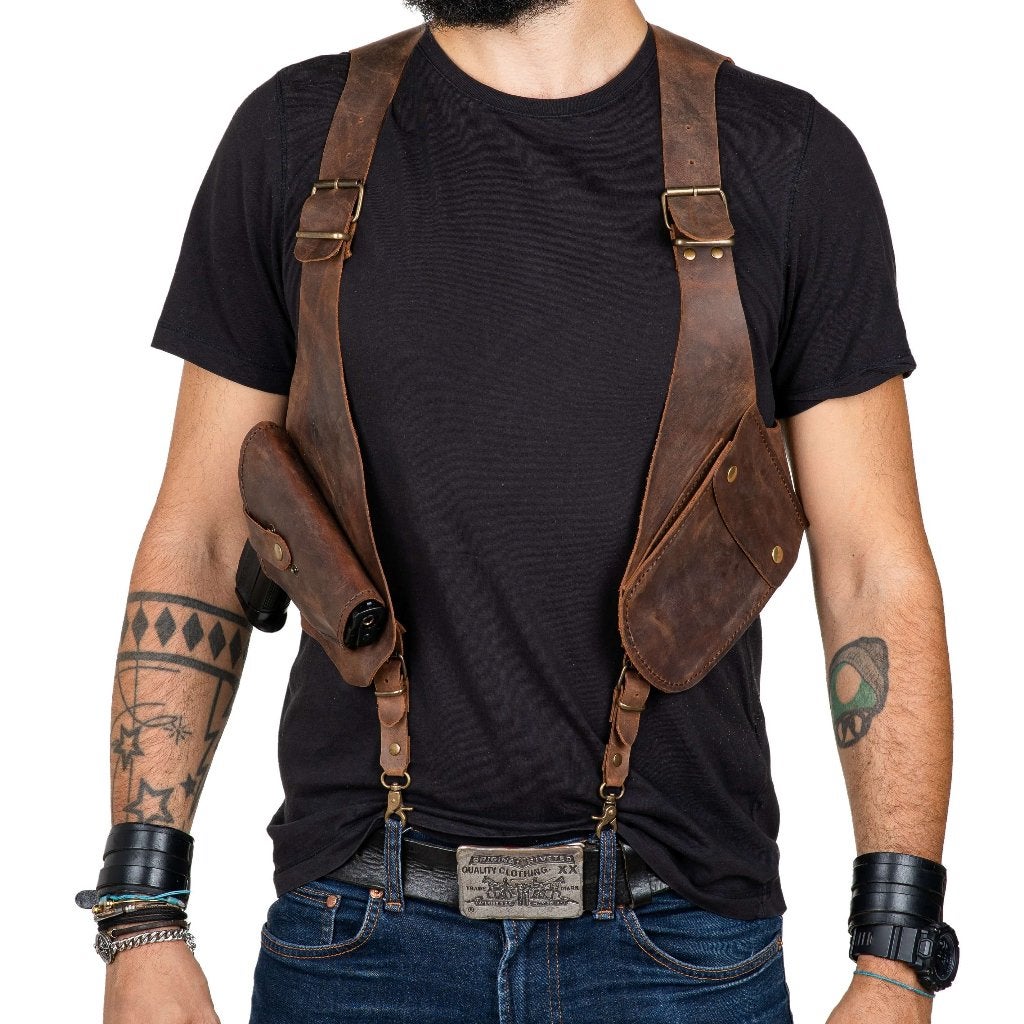 Holster Cuir Marron Vintage Biker, Neuf, Cuir véritable, Enlèvement ou Envoi, Moins de 95 cm