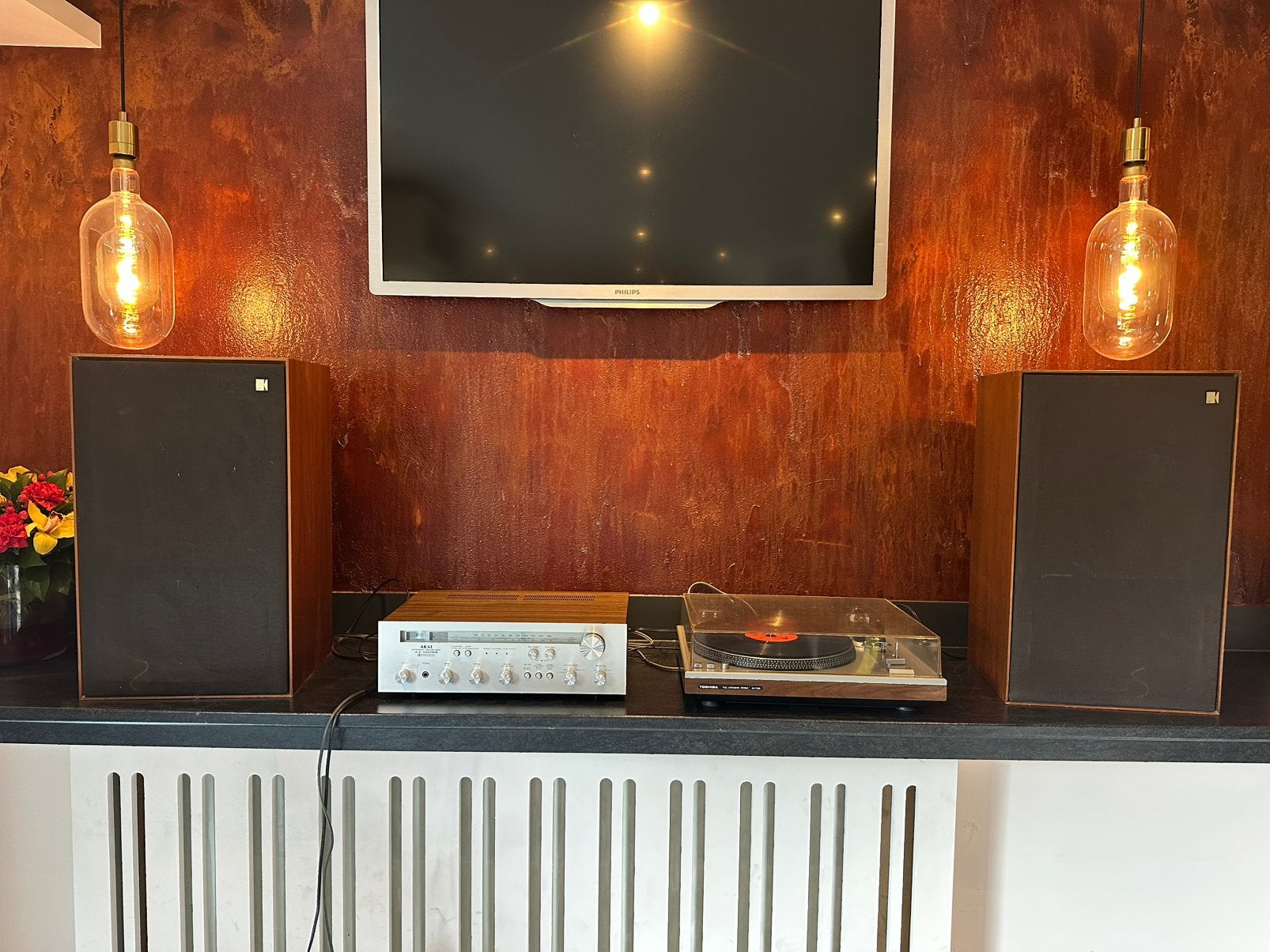 Prachtige stereoset met platendraaier en grote luidsprekers, Audio, Tv en Foto, Ophalen, Gebruikt, Losse componenten, Akai