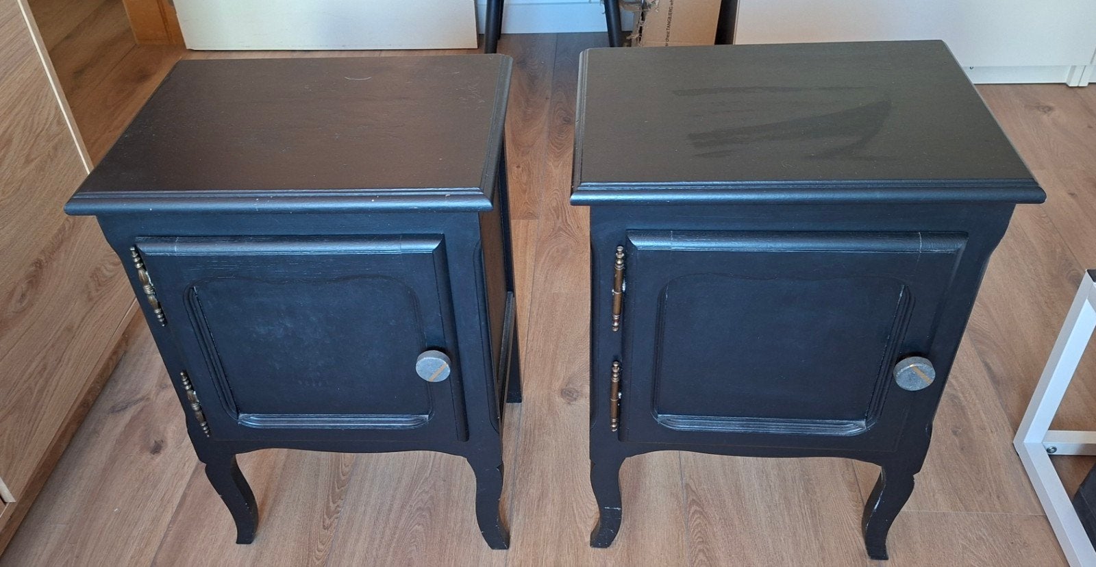 2 Nachtkastjes zwart, Ophalen, Gebruikt, Minder dan 45 cm, 55 tot 70 cm